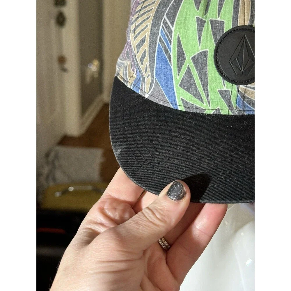 Volcom Mens Baseball Cap Hat Flat Bill Snapback Blue Gray Green Island Vibes